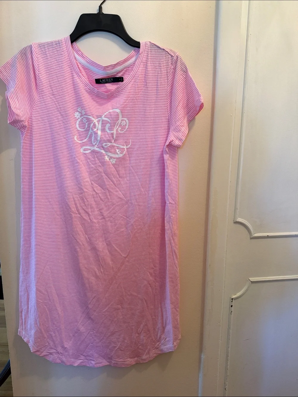 Lauren  Ralph Lauren Pink Striped Short Sleeve women’s nightgown S